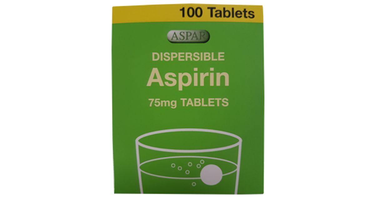 Aspirin Dispersible 75mg Tablets Pack of 100