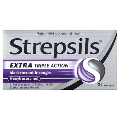 Strepsils Lozenges Extra Strength Blackcurrant Pack of 24
