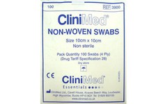 Clinimed Non-Woven Swabs 10cmx10cm Pack of 100