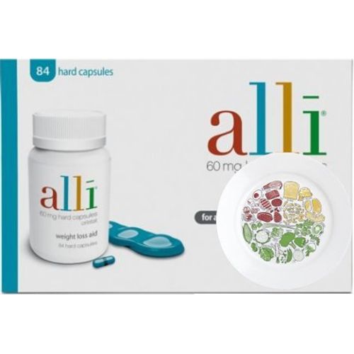 Alli Capsules 60mg (2 x Pack of 84) & The Health Portion Plate