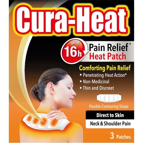 Cura-Heat Direct to Skin Neck & Shoulder Pain Patches Pack of 3