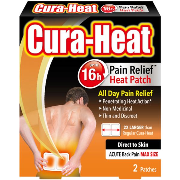 Cura-Heat Acute Back Pain Max Size Direct to Skin Patches Pack of 2