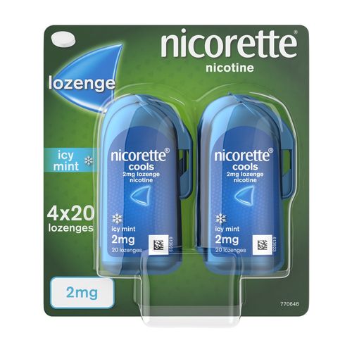 Nicorette® Cools 2mg Lozenge Nicotine Icy Mint 4 x 20 Lozenges (Stop Smoking Aid)