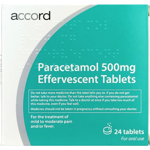 Paracetamol Effervescent Tablets 500mg Pack of 24