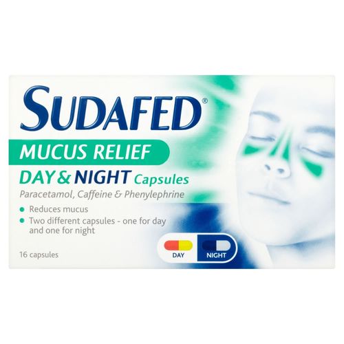 Sudafed Mucus Relief Day & Night Capsules Pack of 16