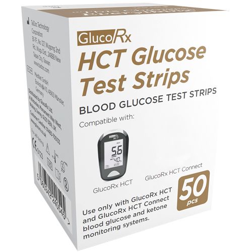 GlucoRx HCT Glucose Test Strips Pack of 50