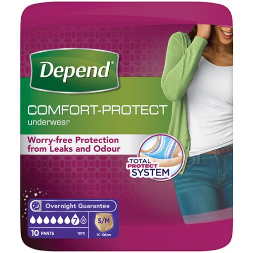 Depend Comfort Protect Underwear for Women Level 7 Small/Medium Pack of 10