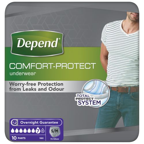 Depend Comfort Protect Underwear for Men Small/Medium Pack of 10