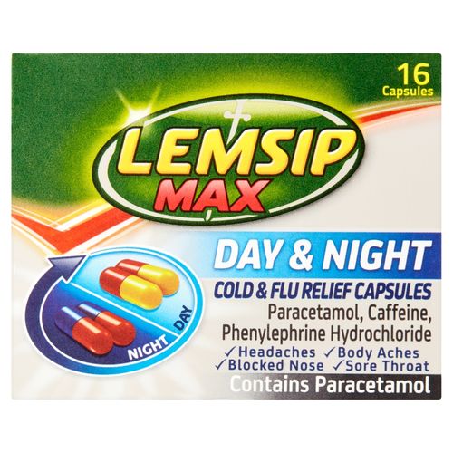 Lemsip Max Cold & Flu Day & Night Capsules Pack of 16