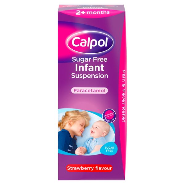 Calpol Sugar Free Infant Suspension, Paracetamol Medication, 2+ Months, Strawberry Flavour, 200ml
