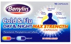 Benylin Cold & Flu Day & Night Max Strength Capsules Pack of 16