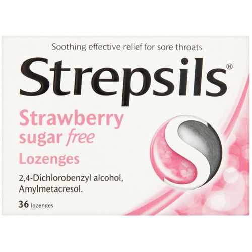 Strepsils Lozenges Strawberry Sugar Free Pack of 36