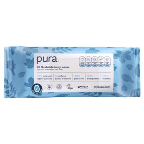 Pura Flushable Baby Wipes Pack of 70