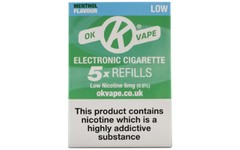 OK Vape Refills Low Strength Menthol Flavour Pack of 5
