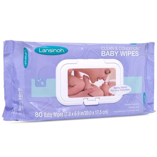 Lansinoh Clean & Condition Baby Wipes Pack of 80