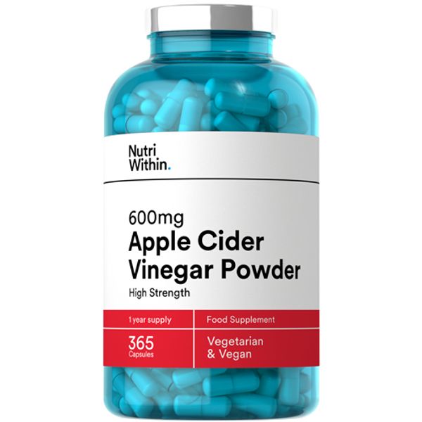 Nutri Within Apple Cider Vinegar Powder 600mg Capsules Pack of 365