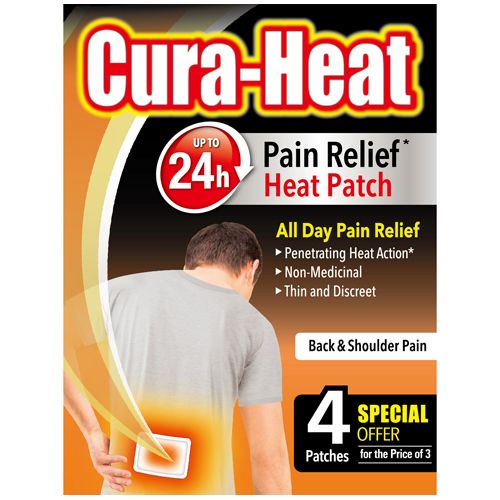 Cura-Heat Heat Packs Back & Shoulder Pain Pack of 3+1